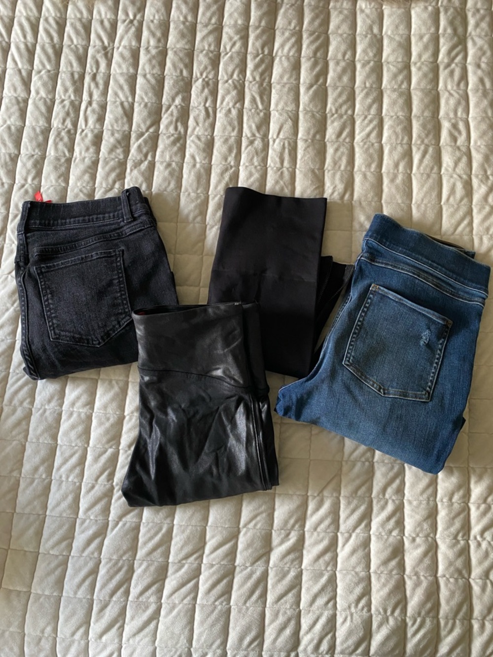 4 pairs- SPANX Black and Blue Skinny Jeans - Stretch Pull-On & Denim
